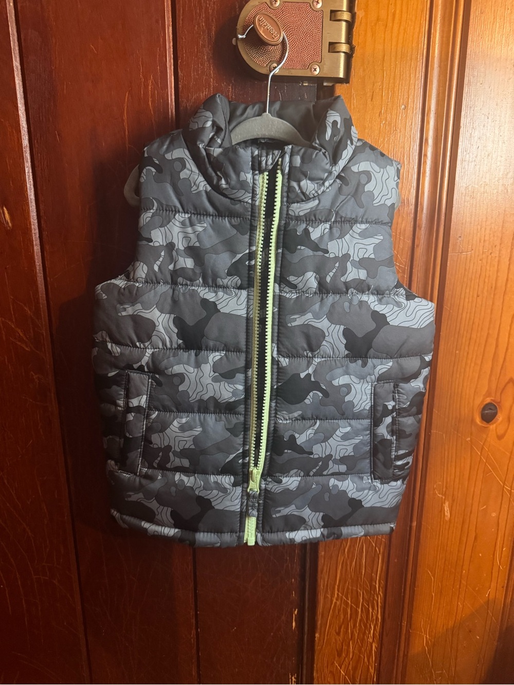 jumping beans Gray & Black Camo Vest with Lime Zipper